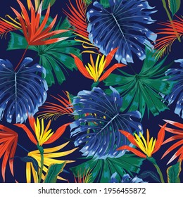 Retro Tropical Forest Botanical Motifs Scattered Stock Vector (Royalty ...