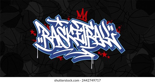 Trendy Dark Seamless Abstract Urban Street Art Graffiti Style Streetball Or Basketball Background