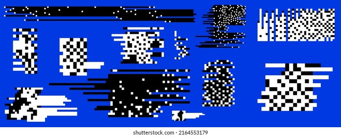 Trendy Data Moshing Pixelated Background. Abstract geometric illustration.