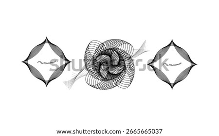 Trendy Decorative Guilloche Spirograph Pattern Design on White Background Illustration Vector. Intricate line art ornament for certificates and luxury branding.