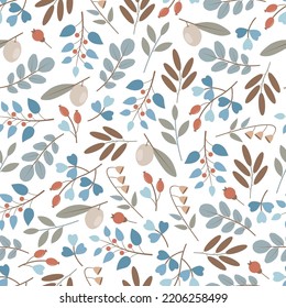 Trendy decorative vector floral seamless pattern design of abstract ornamental leaves and branches. Modern elegant foliage ditsy repeat texture background for wallpaper, surface printing and textile