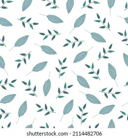 Trendy decorative vector seamless floral ditsy pattern design of abstract ornamental leaves and branches. Modern elegant foliage repeating texture background suitable for screen printing and textile
