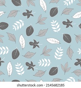 Trendy decorative vector seamless floral ditsy pattern design of abstract ornamental leaves and branches. Modern elegant foliage repeating texture background suitable for surface printing and textile