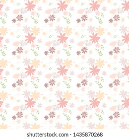 Trendy delicate pastel simple flowers, great design for any purposes. Simple modern style. Floral pattern. Elegant decorative background. Floral vector illustration.