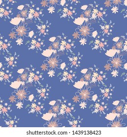 Trendy delicate pastel simple flowers, great design for any purposes. Simple modern style. Floral pattern. Elegant decorative background. Floral vector illustration.