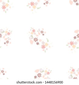 Trendy delicate pastel simple flowers, great design for any purposes. Simple modern style. Floral pattern. Elegant decorative background. Floral vector illustration.
