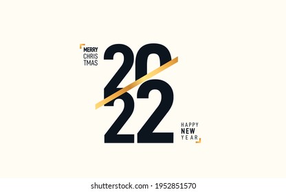 Trendy design 2022 Happy New Year logo. New Year 2022 logo text design.  Vector template for banner, web, social network, cover and calendar.  Flat sign 2022 isolated on white background.