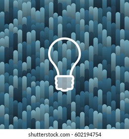 Trendy design background with white lightbulb icon. Blue background. Applicable for covers, posters, presentations, placards and banners