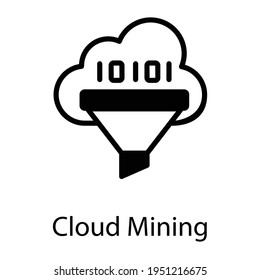 Trendy design of cloud filter binary, cloud mining icon