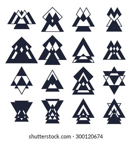 Trendy design elements. Collection of geometric shapes. Hipster logotypes. Vector illustration