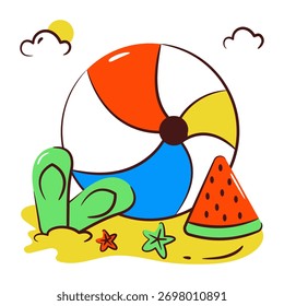 Trendy design icon of beach accessories