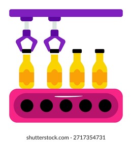 Icono de diseño de moda del robot de embalaje de botellas