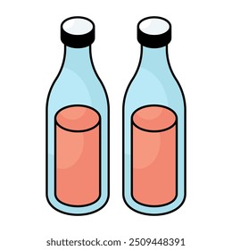 A trendy design icon of bottles