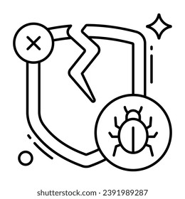 Trendy design icon of broken shield 