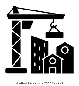 Trendy design icon of building under construction