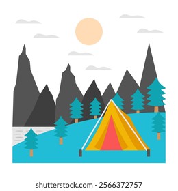 Trendy design icon of camp landscape