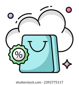 Trendy design icon of cloud shopping discount 