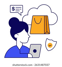 Trendy design icon of cloud shopping