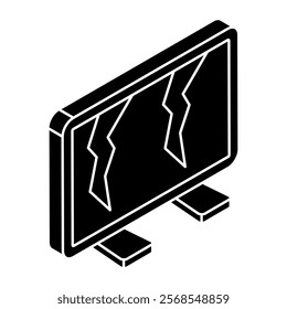 A trendy design icon of cracked LCD