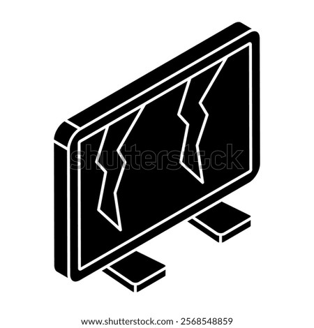 A trendy design icon of cracked LCD