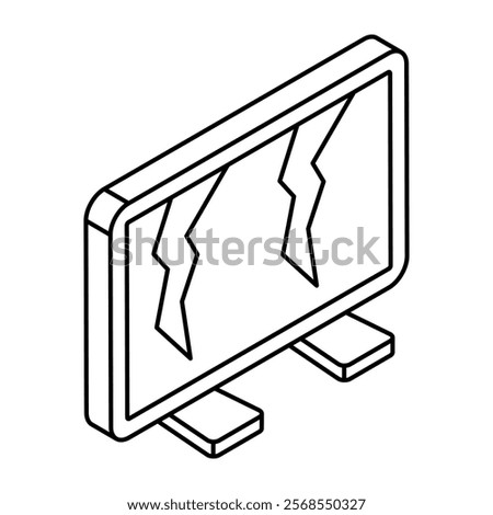 A trendy design icon of cracked LCD