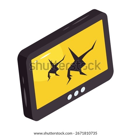 A trendy design icon of cracked LCD