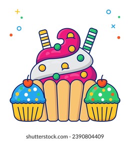 Icono de diseño moderno de cupcakes

