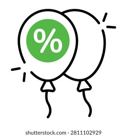 Trendy design icon of discount balloons