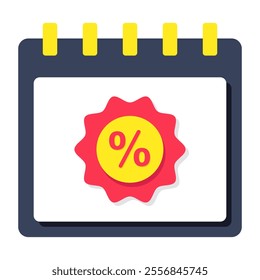 Trendy design icon of discount schedule
