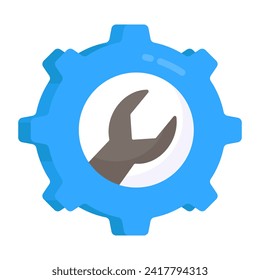 Trendy design icon of gear with spanner, setting icon 
