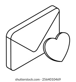 A trendy design icon of heart envelope