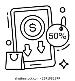 Trendy design icon of mobile 50% sale 
