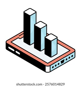 A trendy design icon of mobile chart