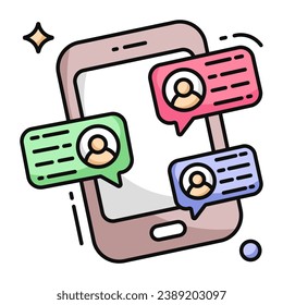 Trendy design icon of mobile chatting 