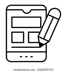 Trendy design icon of mobile content writing 