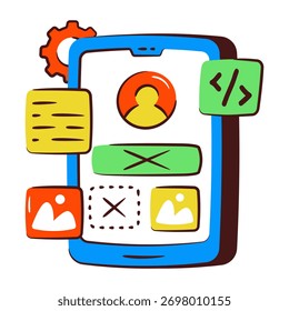 Icono de diseño de moda del desarrollo móvil