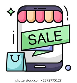 Trendy design icon of mobile shopping sale 