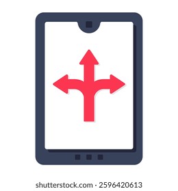 A trendy design icon of mobile Three Way Intersection