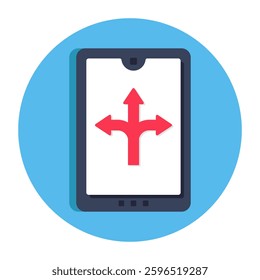A trendy design icon of mobile Three Way Intersection