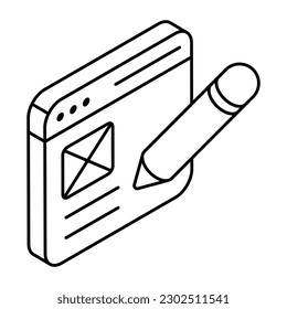 Trendy design icon of online article writing 
