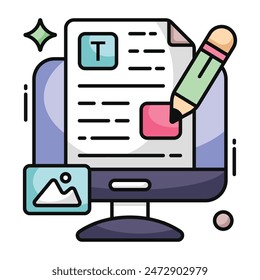 Icono de diseño de moda de la escritura de artículos en línea