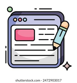 Trendy design icon of online article writing