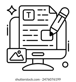 Icono de diseño de moda de la escritura de artículos en línea