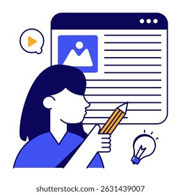 Trendy design icon of online article writing
