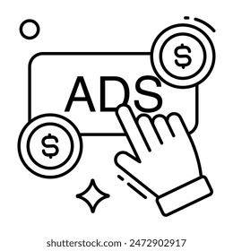 Trendy design icon of paid ad