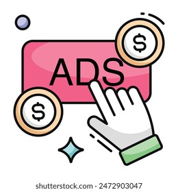 Trendy design icon of paid ad