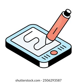 Trendy design icon of pen tablet 