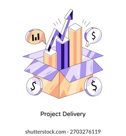 Trendy design icon of project delivery
