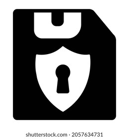 Ein trendiges Design-Symbol für eine sichere Diskette 