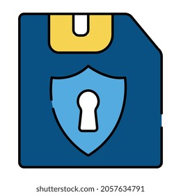 A trendy design icon of secure floppy 